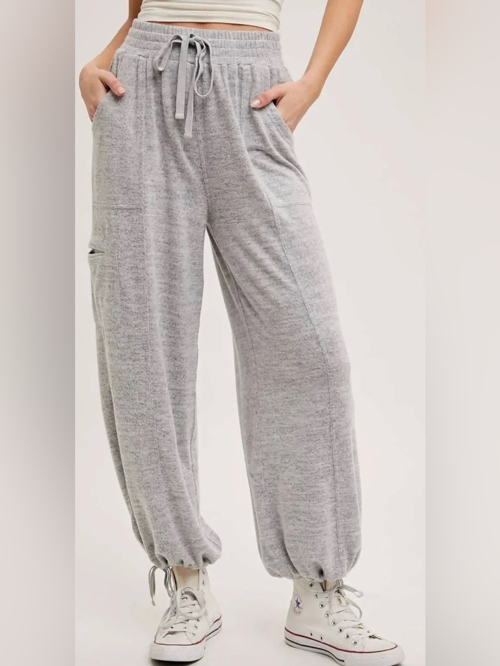 *New Bluivy Cloud Nine High-Waist Drawstring Joggers Wide Leg Sz M